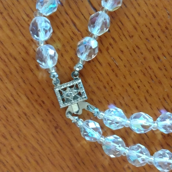 Double Strand AB Clear Bead Necklace, Brooch and Assorted Earrings - Picture 2 of 11